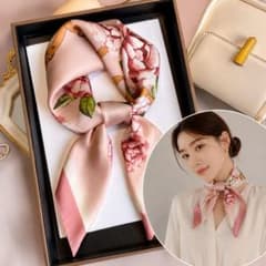 華やか バラ柄 スカーフ ピンク 70×70正方形 薔薇 クラシック 上品のサムネイル