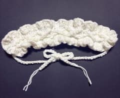 ハンドメイド かぎ針編み フリル ヘッドドレス ホワイトのサムネイル