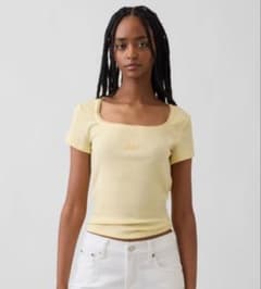 GAP スクエアネック 半袖 Tシャツ イエローMのサムネイル