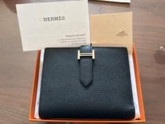 HERMES エルメス べアンコンパクト ブラック ノワール 正規品 シルバー 
