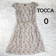 TOCCAワンピース　花柄　総刺繍　 リボン　Aライン 0 S グリーン　ピンクのサムネイル
