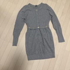 シャネル CHANEL ワンピース カシミヤ 3 クローバーボタン 金ボタン 