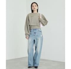 ADAM ET ROPE' アダムエロペ スリットリブスウェット/グレーのサムネイル