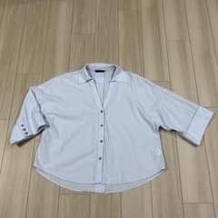 초미품 ZARA 라이트 블루 스키퍼 셔츠 5 분 소매 사이즈 L