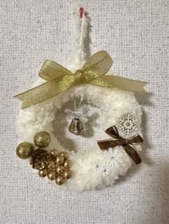 リース　ホワイトファーリース　ハンドメイド　クリスマスリースのサムネイル