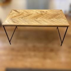 オーダーメイド】ヘリンボーン 古材 ダイニングテーブル アイアン脚