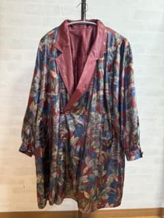 【リバーシブル】vintagecoatボタニカル柄 スプリングコート ボルドーのサムネイル