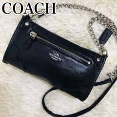 未使用に近い✨コーチ レザーショルダーバッグ チェーン ロゴ チャーム ブラックのサムネイル