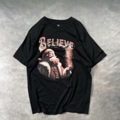 古着HOLIDAY TIMEサンタBELIEVE Tシャツ黒LクリスマスYt67のサムネイル