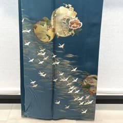 D101 訪問着　鶴　流水　金彩　正絹　着物　袷　しつけ糸付き未使用極美品 D507 訪問着 花模様 鶴 金彩 正絹 着物 袷 しつけ糸付き未使用極美品