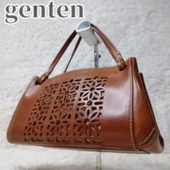 genten ゲンテン カットワーク ハンドバッグ レザー 本革 飴色 経年