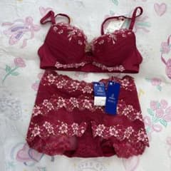 ゴンちゃん様専用！！　　ワコール　リボンブラ+ショーツセット　赤　C70 Mのサムネイル