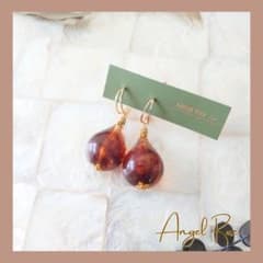 0170 大ぶりドロップ ピアス ブラウンのサムネイル