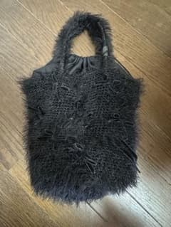 モヘアリボン装飾トートバッグ 黒のサムネイル