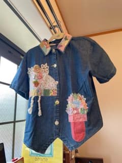 Willow Ridge レトロ パッチワーク 半袖デニムシャツ Mのサムネイル