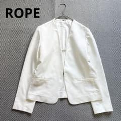 極美品 ROPE 洗える ノーカラージャケット フロントフック 春夏 シルキー 極美品 ROPE 洗える ノーカラージャケット フロントフック 春夏