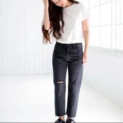AZUL by moussy クラッシュカットオフテーパードデニムのサムネイル