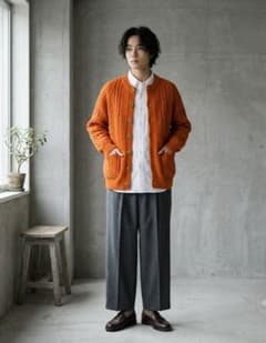 INVERALLAN 4A Golfer Cardigan ウール オレンジ - メルカリ