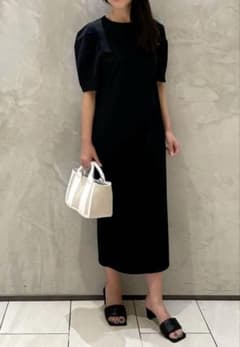 m-premier ポンチタックスリーブロングワンピース　36 ブラック M-premier ポンチタックスリーブロングワンピース エムプルミエ - メルカリ