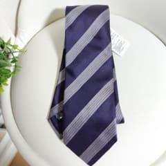 新品 Andrew's Ties ネクタイ ネイビー×グレーストライプ イタリアのサムネイル