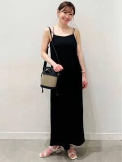 リブキャミワンピース ブラック ロング丈 Sのサムネイル