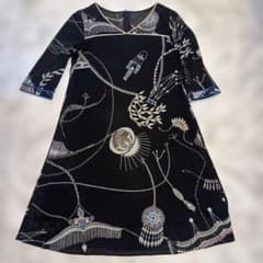 レオナール 黒 花柄 七分袖 ワンピース42 - メルカリ