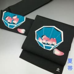 夏帯 絽 名古屋帯 苺 いちご 正絹 黒 フルーツ #2092 - メルカリ