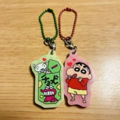크레용 신짱 쌍 아크릴 키 체인 신짱 & 초코비