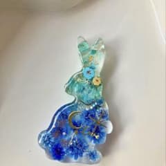 レジン ヘアゴム うさぎ ドライフラワー ブルー◡̈♥︎ - メルカリ