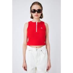 MOUSSY ノースリーブ ジップアップ トップス レッドのサムネイル