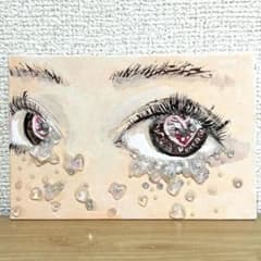 涙を流す目】ミニキャンバス 絵画 原画 抽象画 立体絵 現代アート