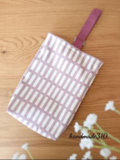 上履き入れ▫くすみピンク格子▫ハンドメイドのサムネイル