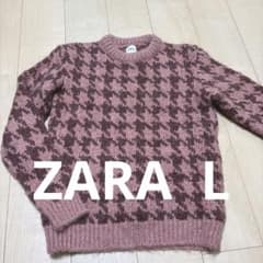 ZARA 자라 지토리 격자 무늬 모헤어 핑크 니트 스웨터 L