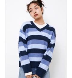 Wide Border Over Knit Tops vネック　ニットのサムネイル