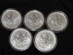 2011年メイプルリーフ銀貨5枚セット カナダ 5ドル 純銀貨 エリザベス2