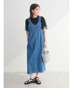 【美品】グリーンパークスGreen ParksフロントZIPジャンスカ デニムFのサムネイル