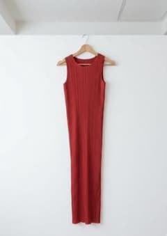 PLEATS PLEASE ノースリーブ ロングワンピース 赤のサムネイル