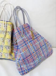 Charmant Sac リントンツイード マルチブルー巾着バッグ - メルカリ