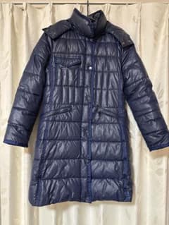 MONCLER Aラインレディースロングダウンコート M ネイビー　訳あり MONCLER Aラインレディースロングダウンコート M ネイビー 訳あり