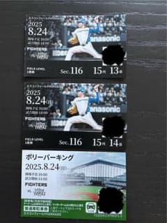 エスコン★ファイターズvsホークス8月24日 一階席チケット、駐車場付きのサムネイル
