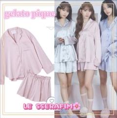 LE SSERAFIM サテンシャツ＆ショートパンツセット LE SSERAFIM】サテンシャツ＆ショートパンツセット(シャツ