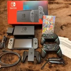 スイッチ本体　スマブラ、他社コントローラー2つ付きのサムネイル