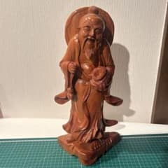 大型38cm】木彫 寿老人 七福神 置物 縁起物 開運 長寿 木製 - メルカリ