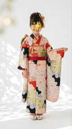 セット売り　着物　帯　七五三　7歳　日舞　昭和レトロ　アンティーク着物 7歳 レトロ正絹菊 七五三 お着物・作り帯セット アンティーク - メルカリ