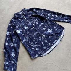 vintage ネイビー 花柄 総柄 長袖シャツ ブルー ホワイト - メルカリ