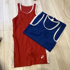 レスリング キッズシングルレット赤青 160程度 - メルカリ