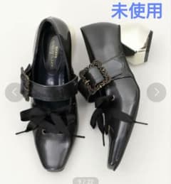 [미사용] 액시즈 팜 카와이이 버클 디자인 레이스 업 펌프스 블랙 S