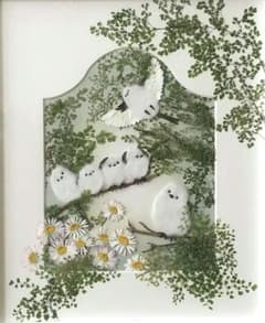 押し花アート〜シマちゃん〜押し花額　絵画　額装　アート　風景画　シマエナガ　花 押し花アート〜シマちゃん〜押し花額 絵画 額装 アート 風景画
