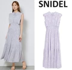 プリントプリーツワンピース スナイデル ラベンダー SNIDEL スナイデル プリントプリーツワンピース ロング丈 ラベンダー