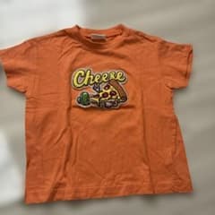 BREEZE ピザ柄 刺繍 半袖Tシャツ オレンジ 90cm